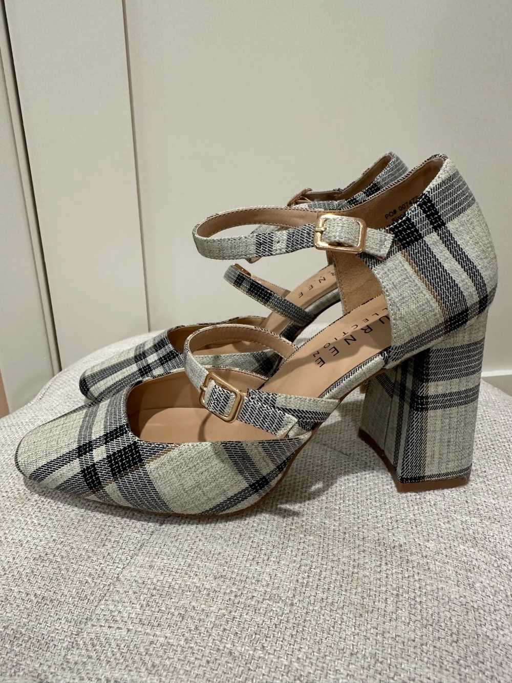 Journée Collection size 8 Wide plaid  block heel Mary Jane’s with double strap